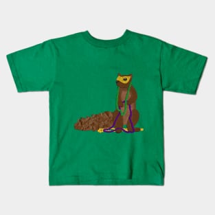 Paper Craft Mardi Gras Squirrel Kids T-Shirt